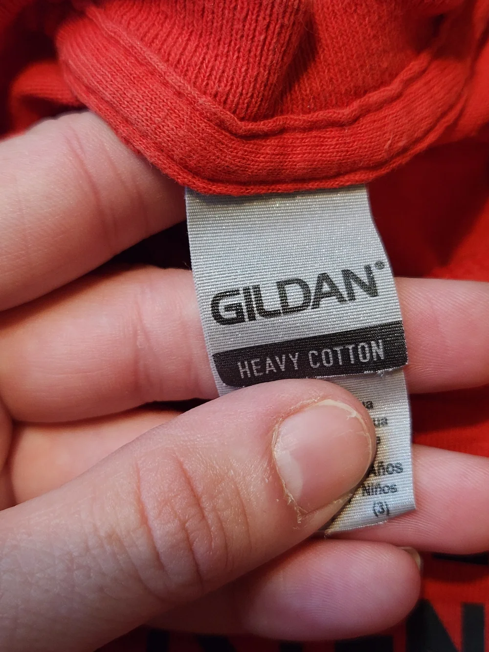 Gildan Red Kids Short Sleeve Tee with Black Text Graphic